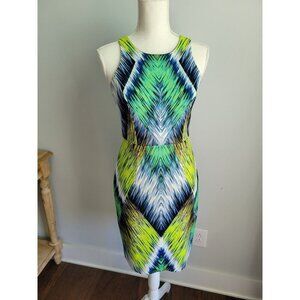 Women's Milly Sleeveless Stretch Knit Fit Mini Dress Green Amd Blue Size 0
